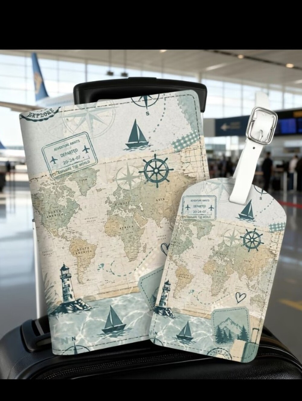Beautiful Travel Passport & Luggage Tag Set NEW